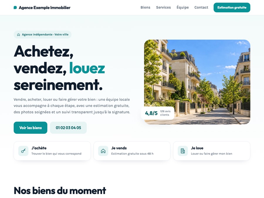 Exemples de sites agence immobilière
