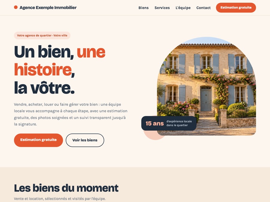 Modèle de site agence immobilière « Quartier »