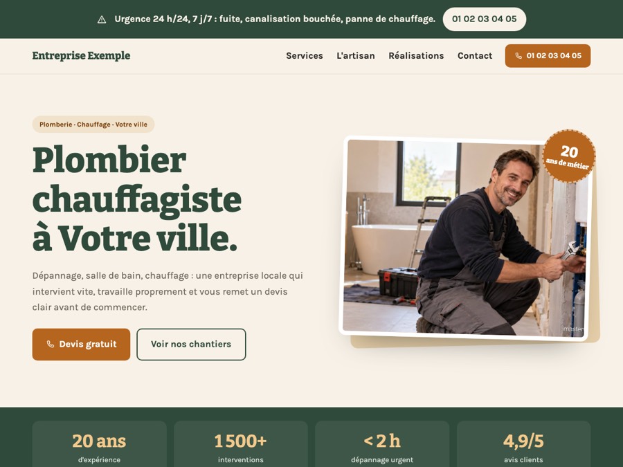 Modèle de site artisan du bâtiment « Artisan »