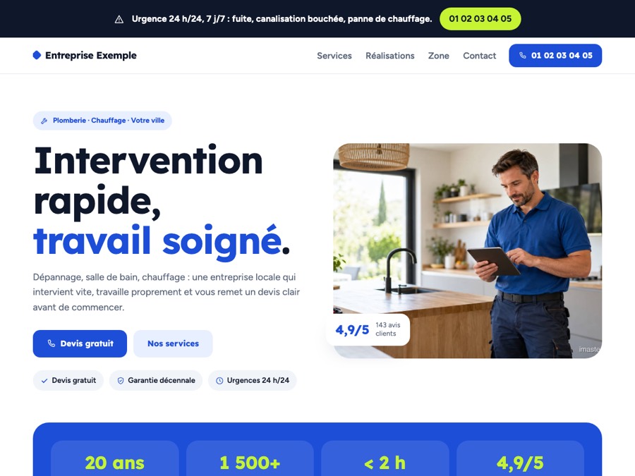 Création de site internet pour artisan du bâtiment 3 Modèle de site artisan du bâtiment « Moderne »