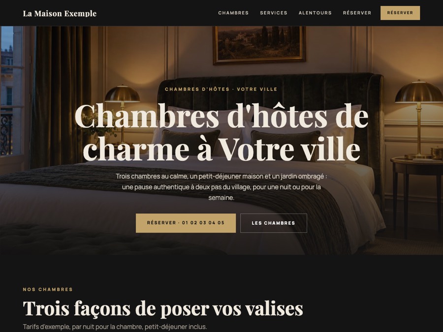 Modèle de site chambres d'hôtes « Boutique »