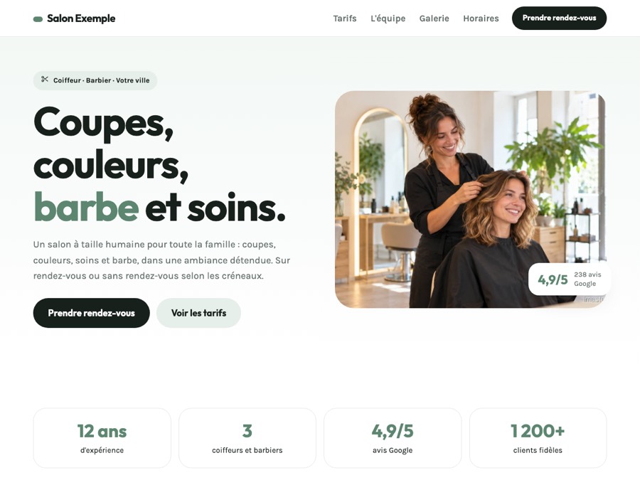 Modèle de site coiffeur et barbier « Studio »