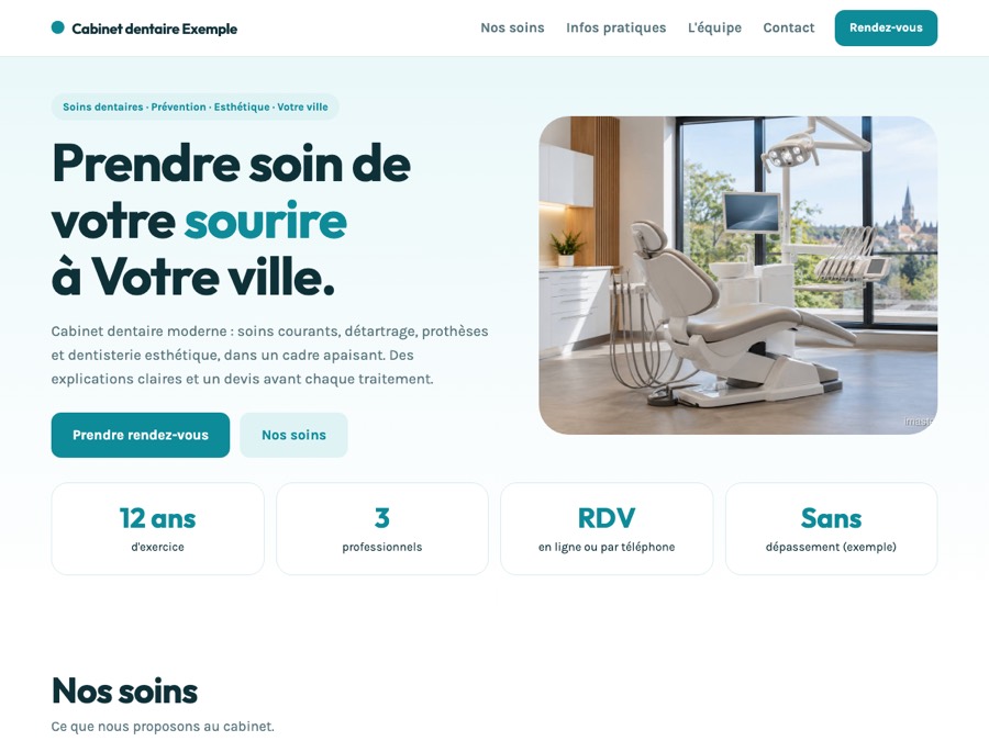 Modèle de site cabinet médical « Dentaire »