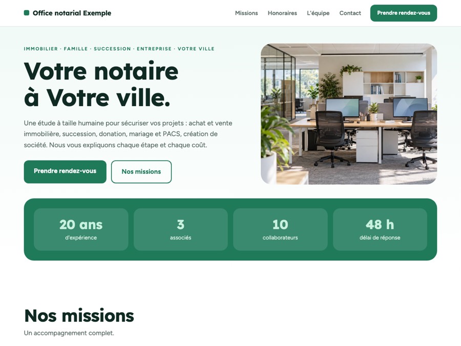 Création de site internet pour notaire 2 Modèle de site notaire « Bilan »