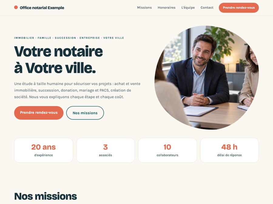 Modèle de site notaire « Conseil »