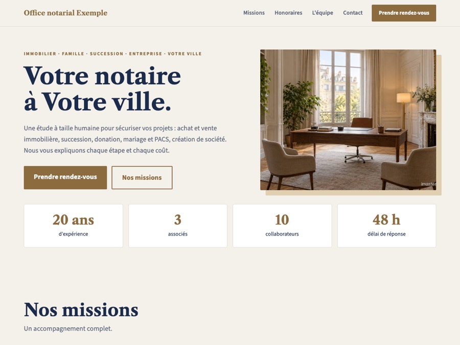 Exemples de sites web par métier 8 Exemples de sites notaire