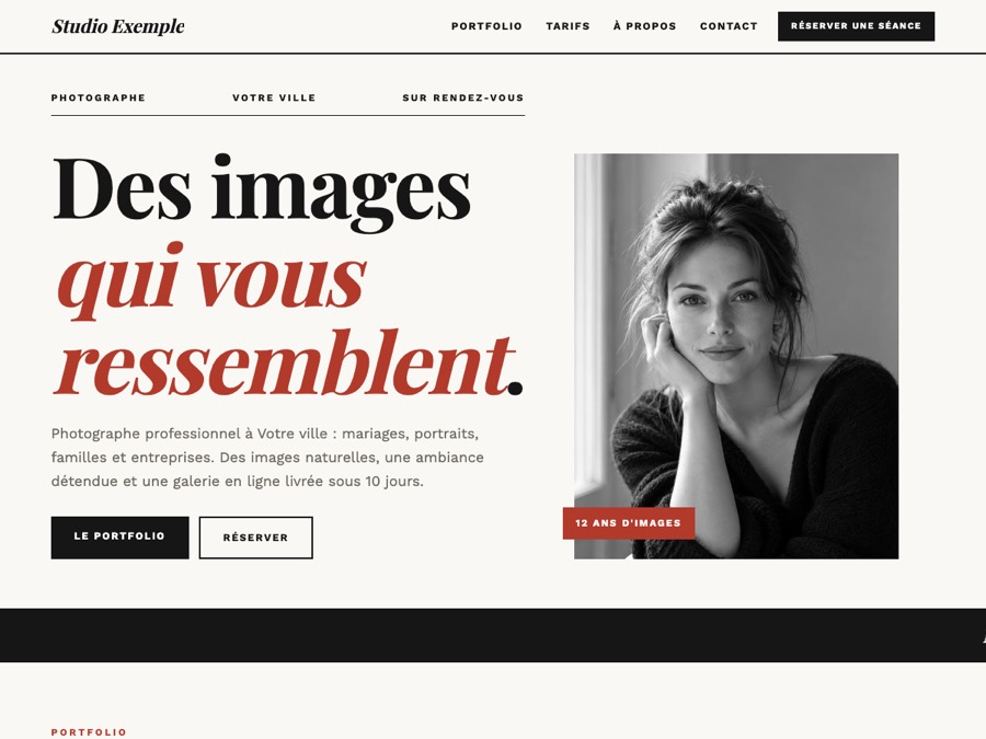 Création de site internet pour photographe 2 Modèle de site photographe « Éditorial »