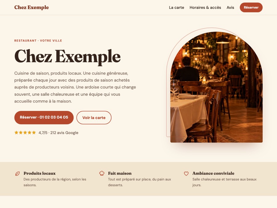 Création de site internet pour restaurant 2 Modèle de site restaurant « Bistrot »
