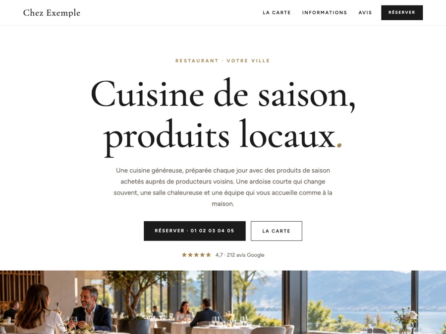 Création de site internet pour restaurant 3 Modèle de site restaurant « Table moderne »