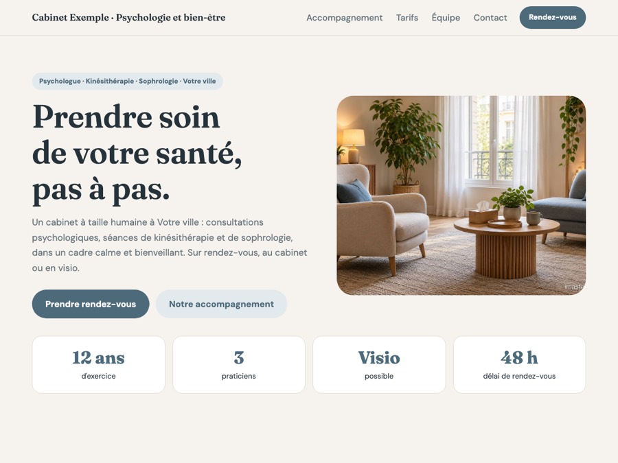 Exemples de sites thérapeute et santé