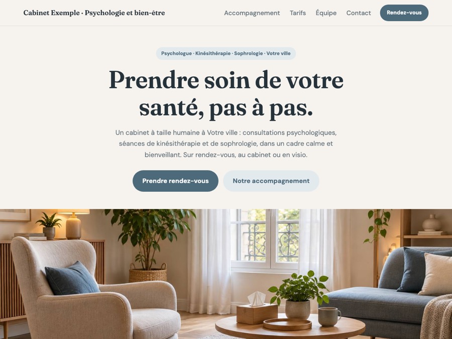 Création de site internet dans le Gard 5 Modèle de site ostéopathes, psychologues, kinés