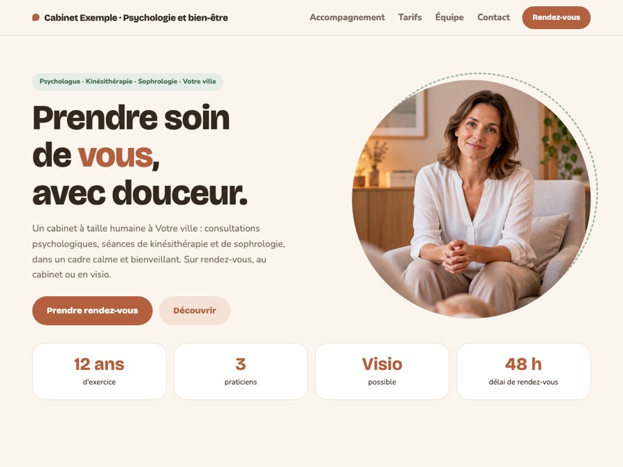 Modèle de site thérapeute et santé « Praticien »