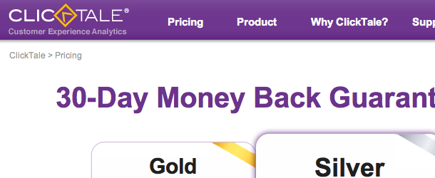 Pricing Signup Heatmaps Usability Analytics ClickTale
